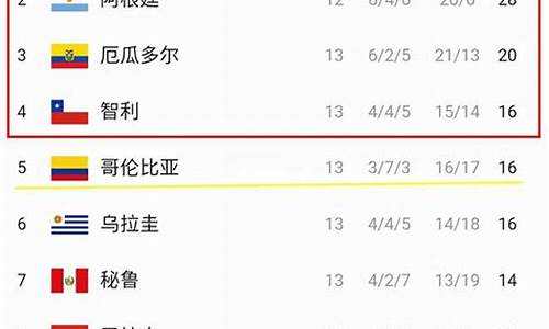 2022世界杯南美区预选赛积分榜ds_世界杯预选赛南美积分表